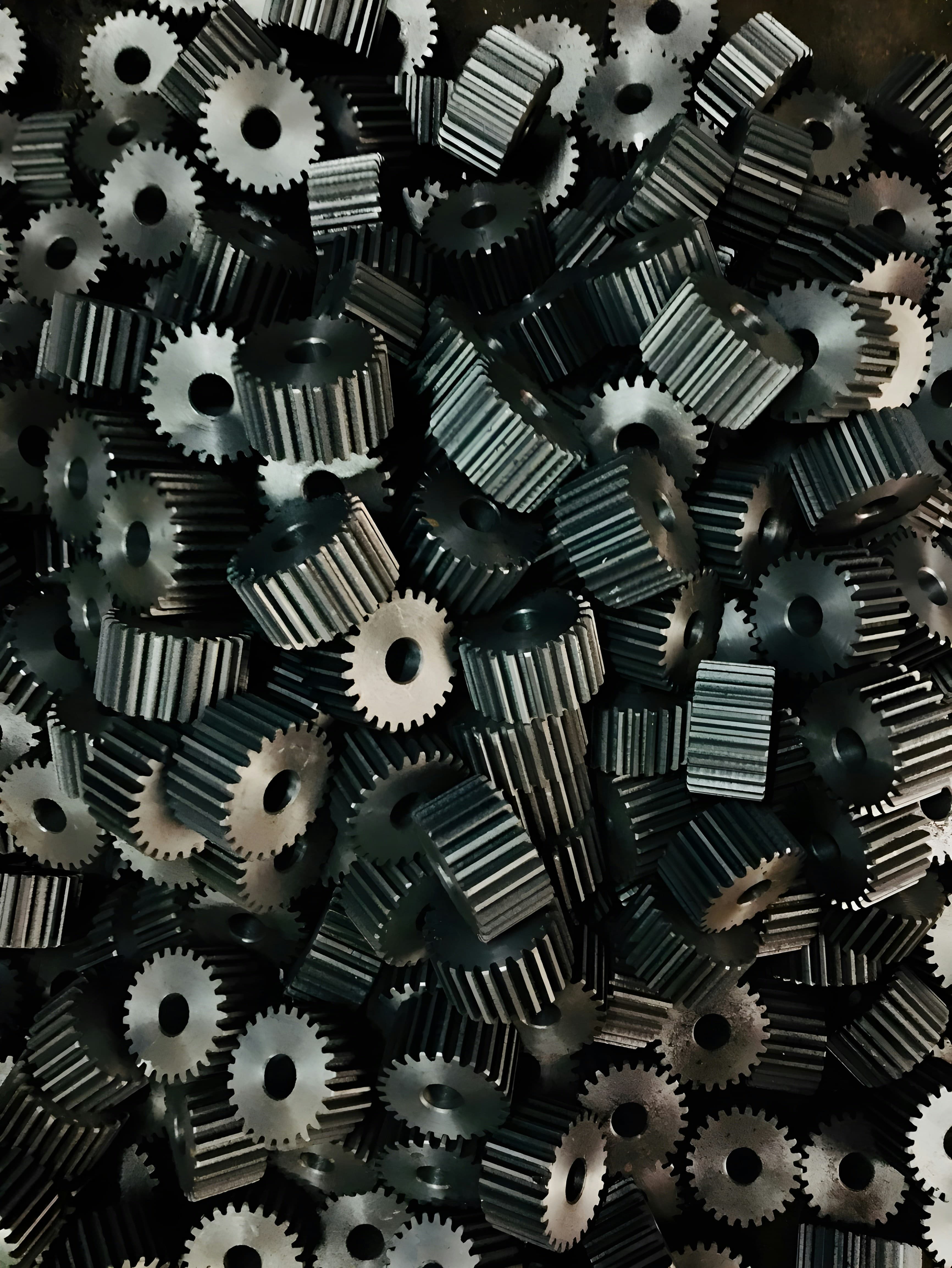 Componentes automotivos sobre bancada de usinagem